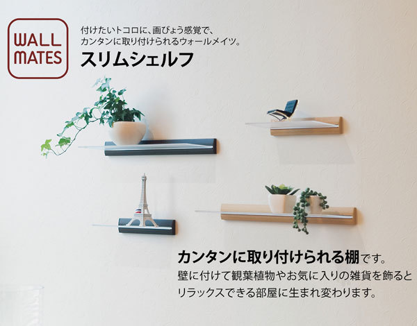 壁付けシェルフ スリムシェルフ 40cm アクリル板棚 飾り棚 MR411/MR413