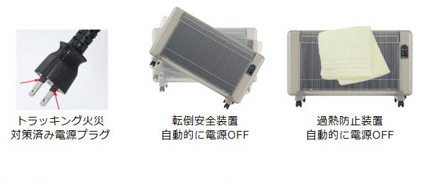 電源プラグ/転倒安全装置/過熱防止装置