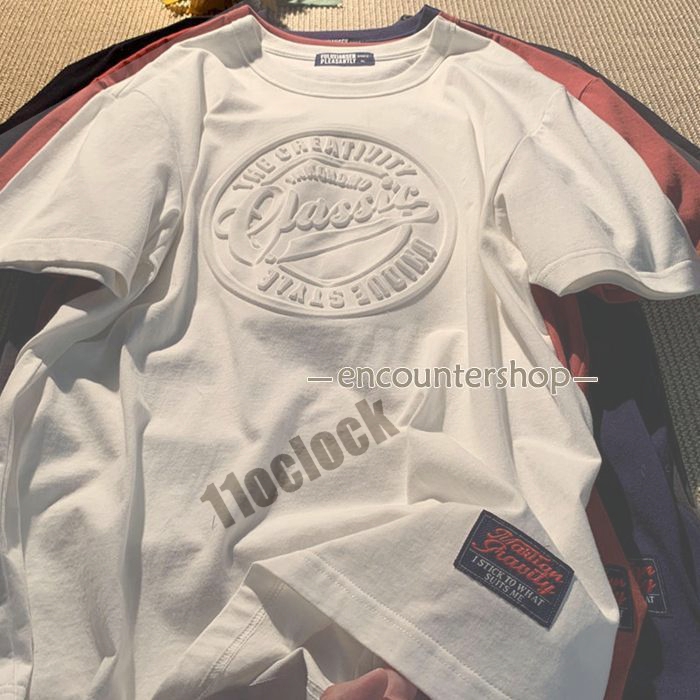 Tシャツ 半袖 メンズ エンボスプリント ロゴTシャツ 立体プリント 3D