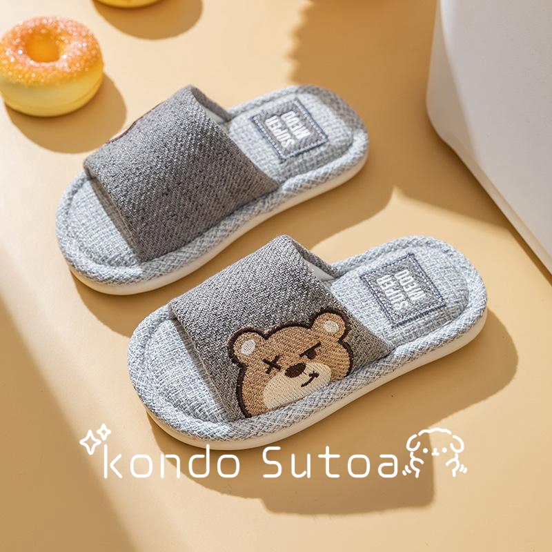 スリッパ 子供 夏 親子お揃い ルームシューズ キッズ 洗える 前開き 麻
