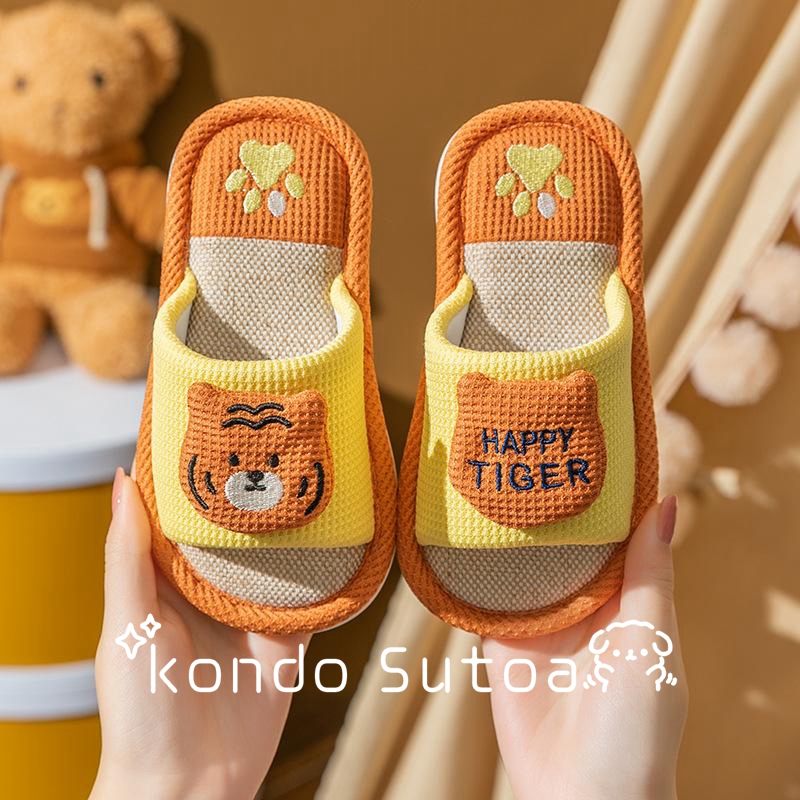 スリッパ 子供 夏 親子お揃い ルームシューズ キッズ 洗える 前開き 麻