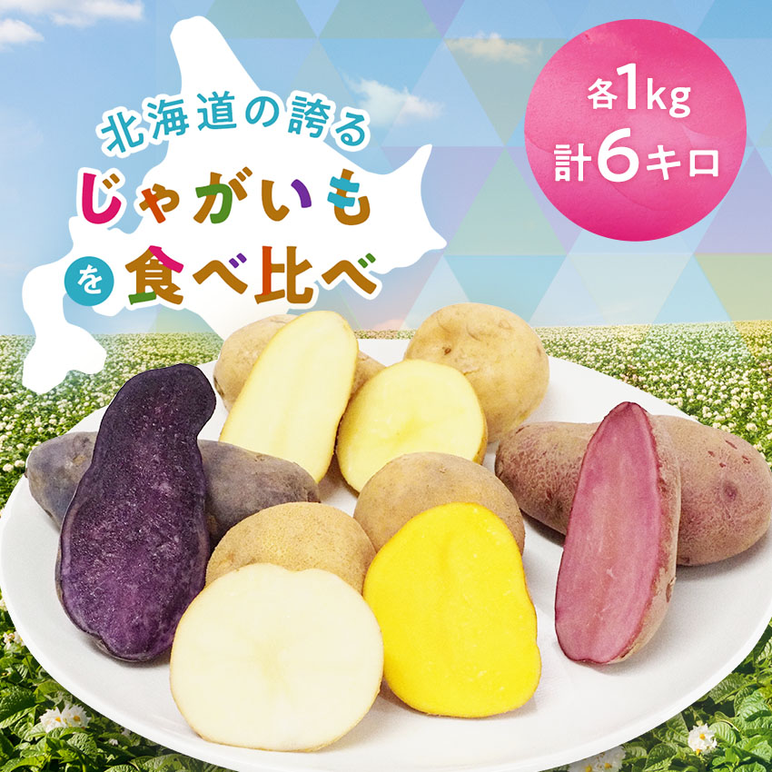 じゃがいも 食べくらべ 北海道産 6種各500g合計3kg（ 男爵 北あかり