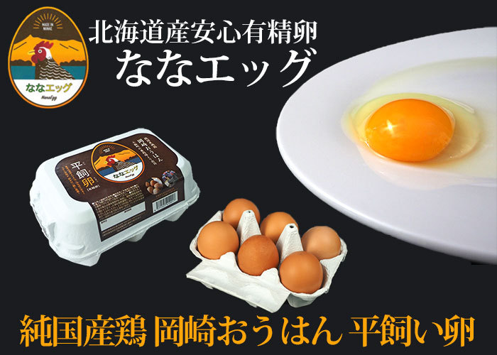 新しい新しい平飼い卵22個 2個保証分)計24個 ななエッグ 北海道七飯町