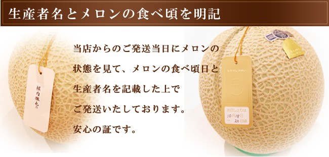 生産者とメロンの食べ頃日を明記