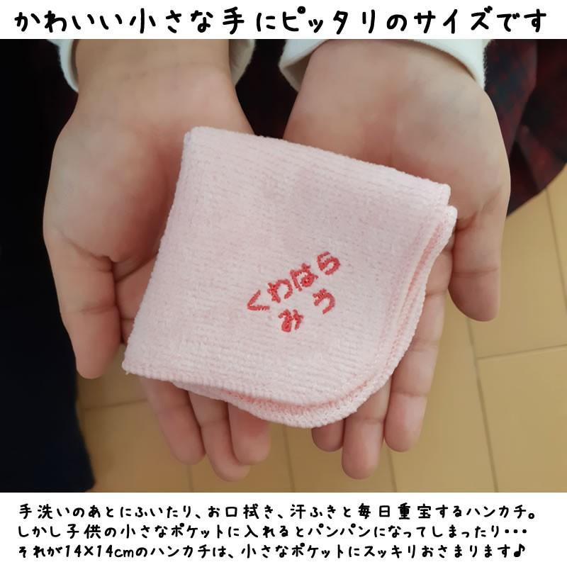 3枚セット【メール便送料無料】名入れハンカチ お名前刺繍入り ハンカチタオル【約14×14cm】保育園 幼稚園 入学 卒園 記念品 小さいハンカチ  ミニハンカチ