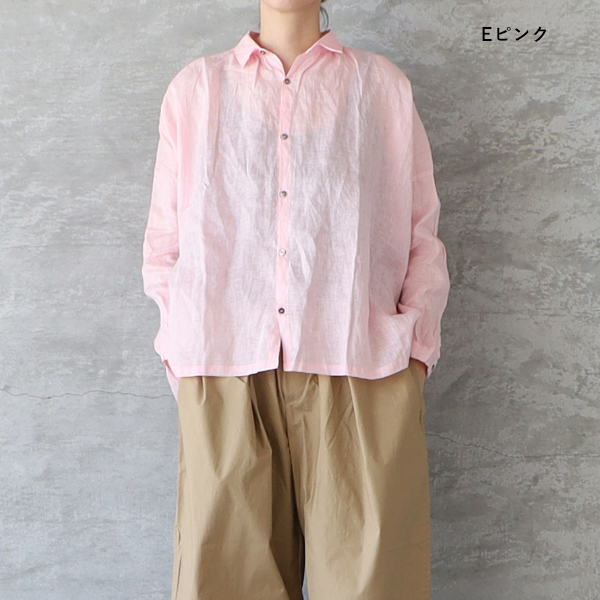 ICHI Antiquite's イチアンティークス カラーリネンシャツ 23SS ピンク 