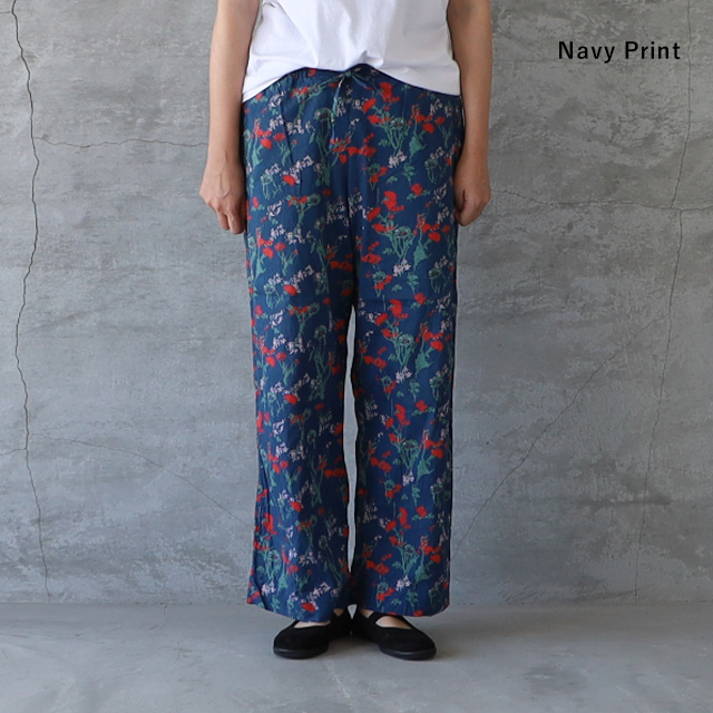 Veritecoeur ヴェリテクール VC-2501フラワープリントシャーリングパンツ ゆうパック発送 ブルー グレー ネイビー 23SS ヴェリテクール