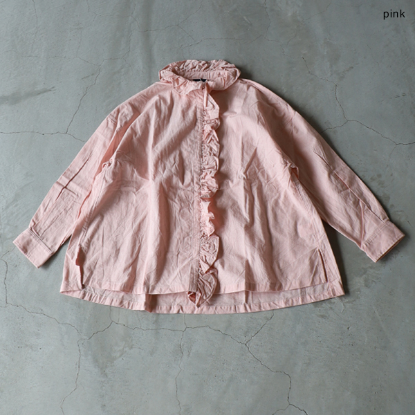 ichi フリルシャツ イチ Frill Shirt モカ コットン ichi フリルシャツ イチ Frill Shirt モカ コットン