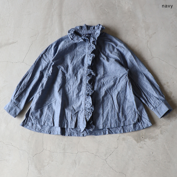 美品✨イチ ichi ノーカラーギャザーシャツ スミクロ WACKO MARIA ・STRIPED REGULAR COLLAR SHIRT L/S レギュラー