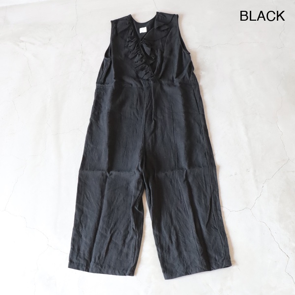 新品タグ付きGauze♯ameriフリルサロペット黒オールインワンリネン Gauze# アメリ フリルサロペット ｜くらすこと公式オンラインストア