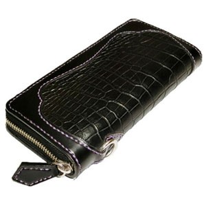 コードバン ラウンドファスナー 長財布/国内コードバン/クロコダイル