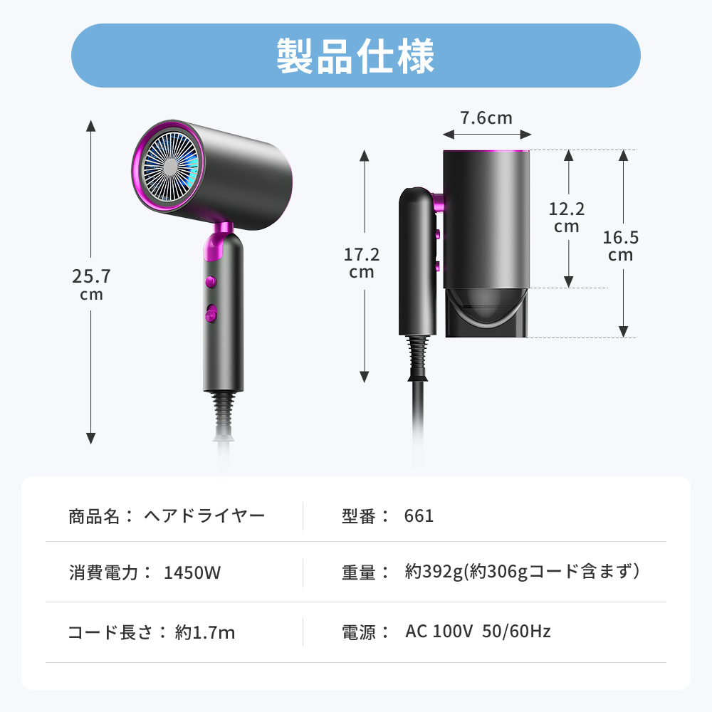 期間限定‼️【新品未使用】2022革新モデル ドライヤー 1500W大風量 ヘアドライヤー 2026年新モデルに切替／ ドライヤー マイナスイオン