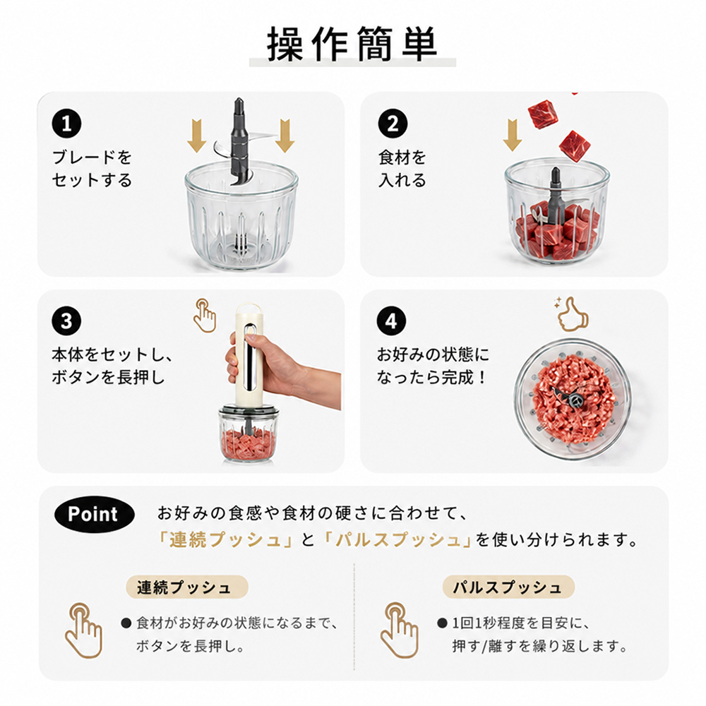 フードプロセッサー コードレス 最新発売3000円OFF ミキサー