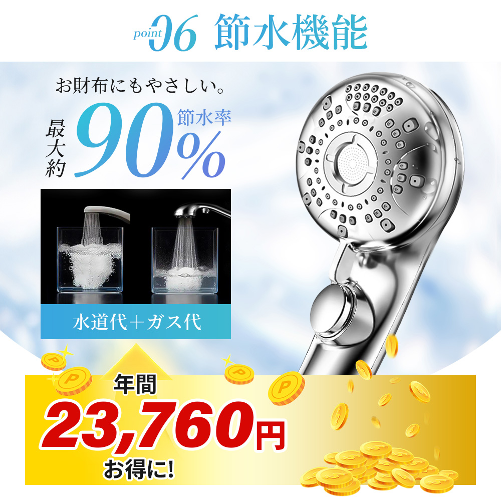 シャワーヘッド 節水 増圧 簡単取付 マイクロナノバブル 多層メッキ技術 6種類モード 保湿 保温効果 美肌 超微細 美容ケア |  | 10
