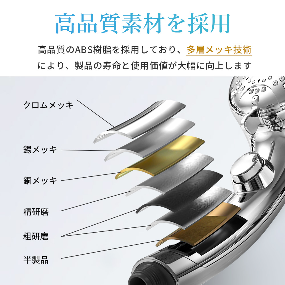 シャワーヘッド 節水 増圧 簡単取付 マイクロナノバブル 多層メッキ技術 6種類モード 保湿 保温効果 美肌 超微細 美容ケア |  | 15