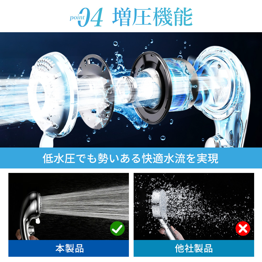 シャワーヘッド 節水 増圧 簡単取付 マイクロナノバブル 多層メッキ技術 6種類モード 保湿 保温効果 美肌 超微細 美容ケア |  | 08