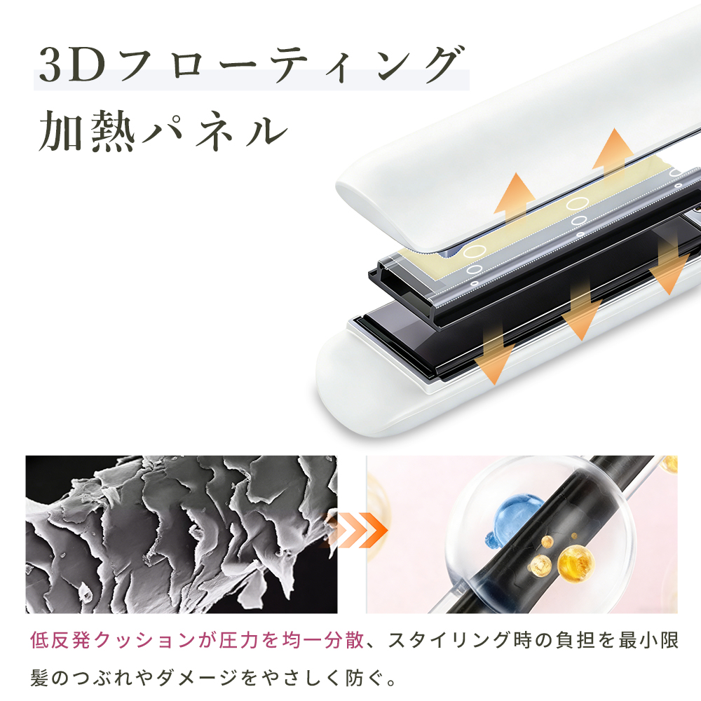 ヘアアイロン 2026年新発売 小型 マイナスイオン ストレート カール 2way コテ 24mm ストレートアイロン 海外対応 15段階 最大230℃ 急速加熱 温度表示 関連画像5