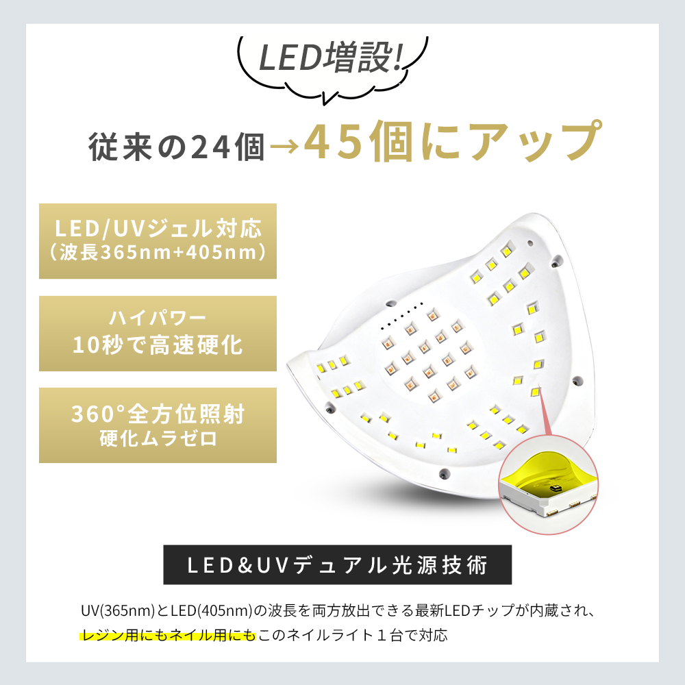 ジェルネイル ネイルライト 2026最新型！ UVライト LED 二重光源 低
