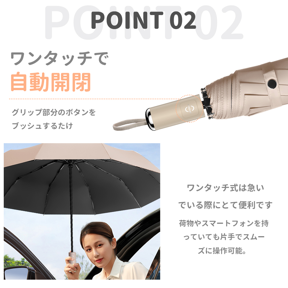 遮光率100% 超撥水 晴雨傘 自動開閉 折りたたみ傘 UVカット 日傘
