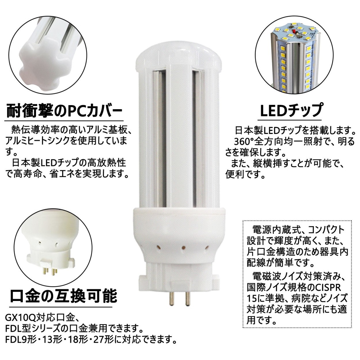 FDL9形LED 蛍光灯 FDL9Wランプ FDL9W形対応 LED電球 9形 ツイン