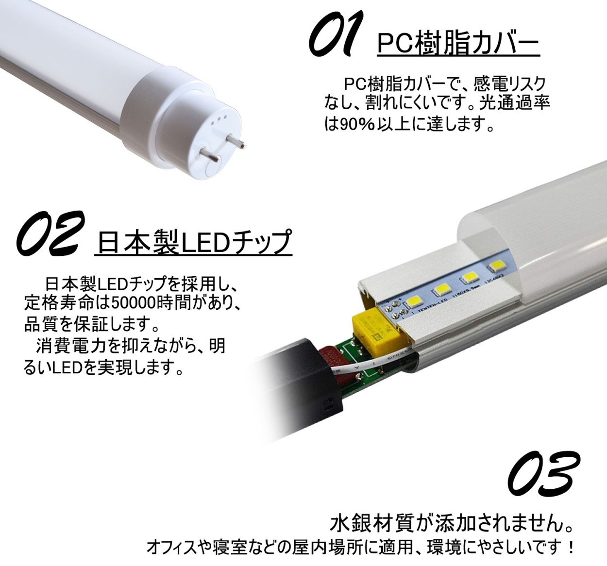 直管型ledランプ 40w形 120cm ledベースライト 工事不要 口金G13 20w