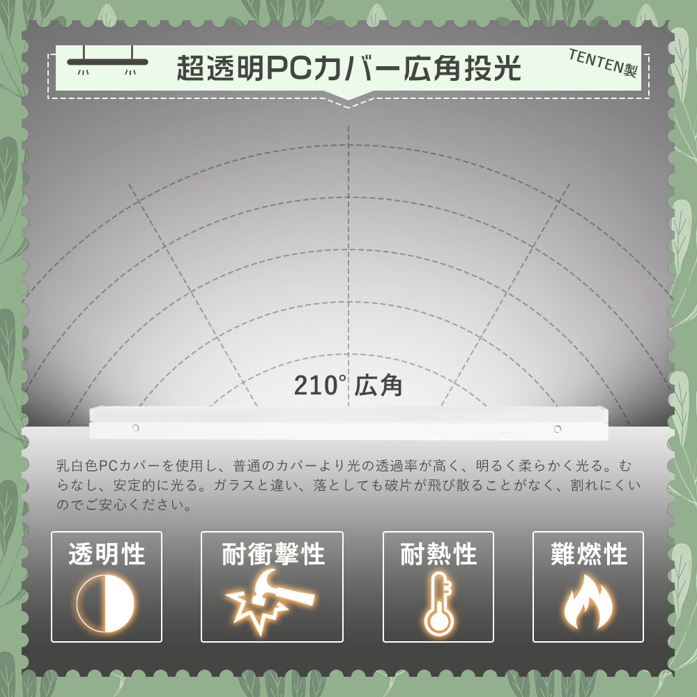 LEDベースライト屋外用 防水 器具一体型 l...の詳細画像3