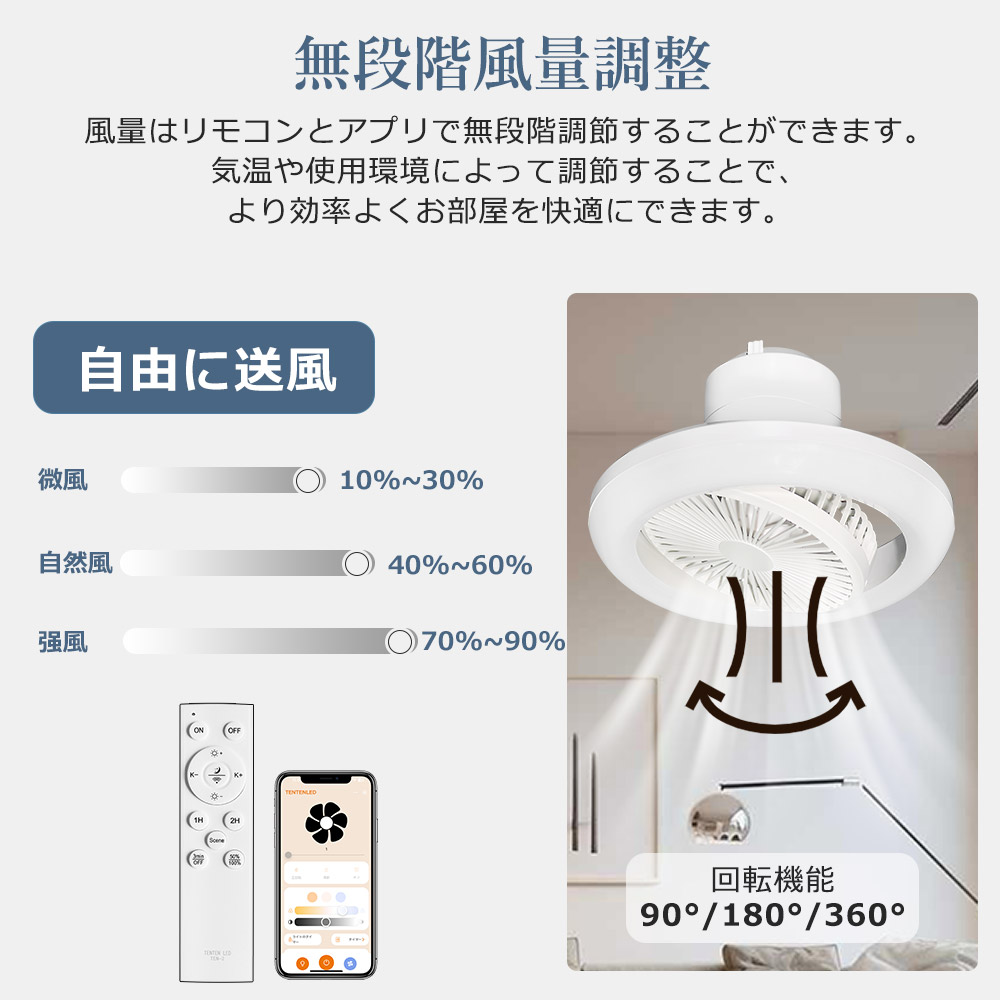 LED シーリングライト ファン付き 12畳 調光調色 北欧風 シーリングファンライト 逆回転 首振り DCモーター タイマー 無段階風量調整 リモコン付き 音声操作 |  | 04