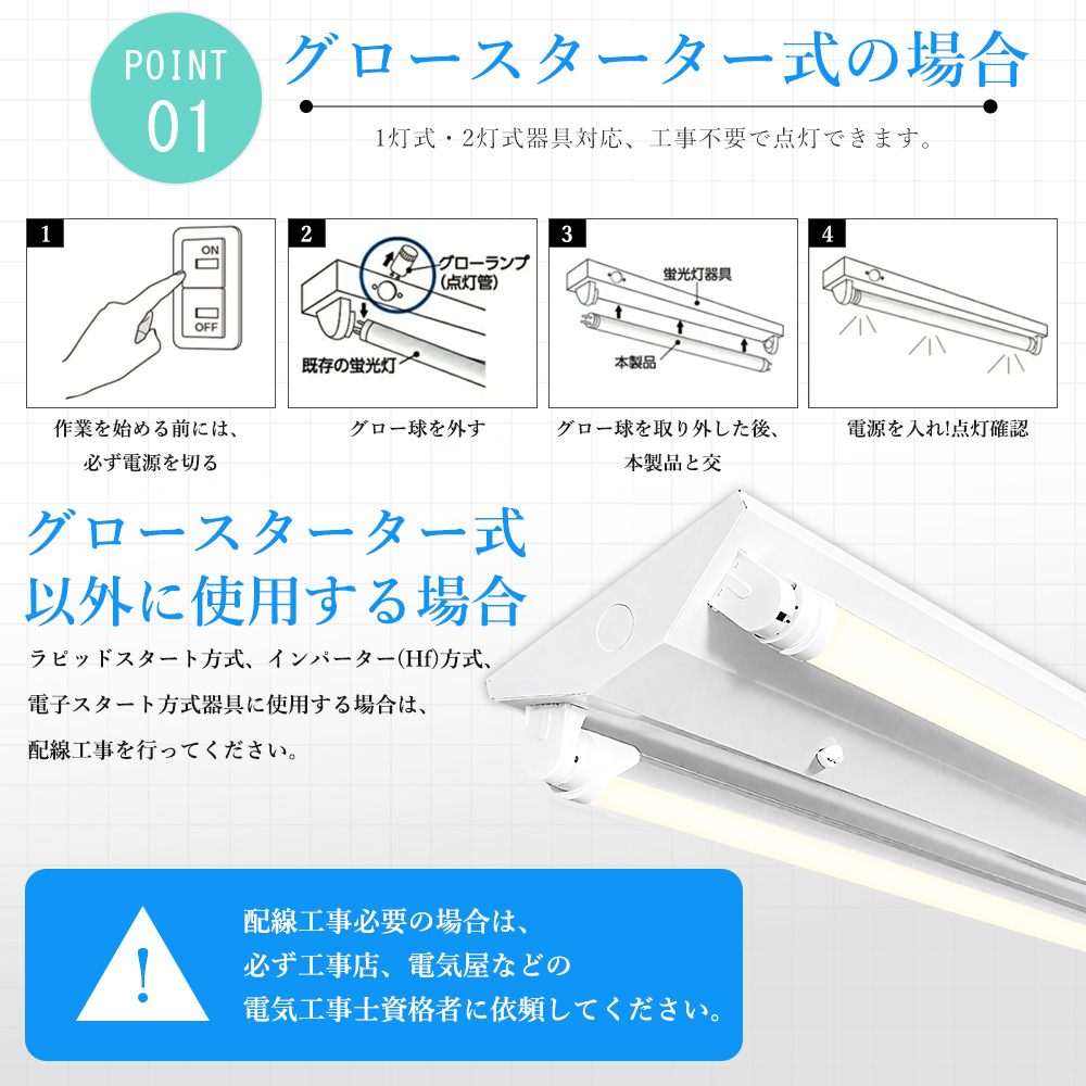 LED蛍光灯 30W形 直管 LED直管蛍光灯 グロー式工事不要 直管LEDランプ