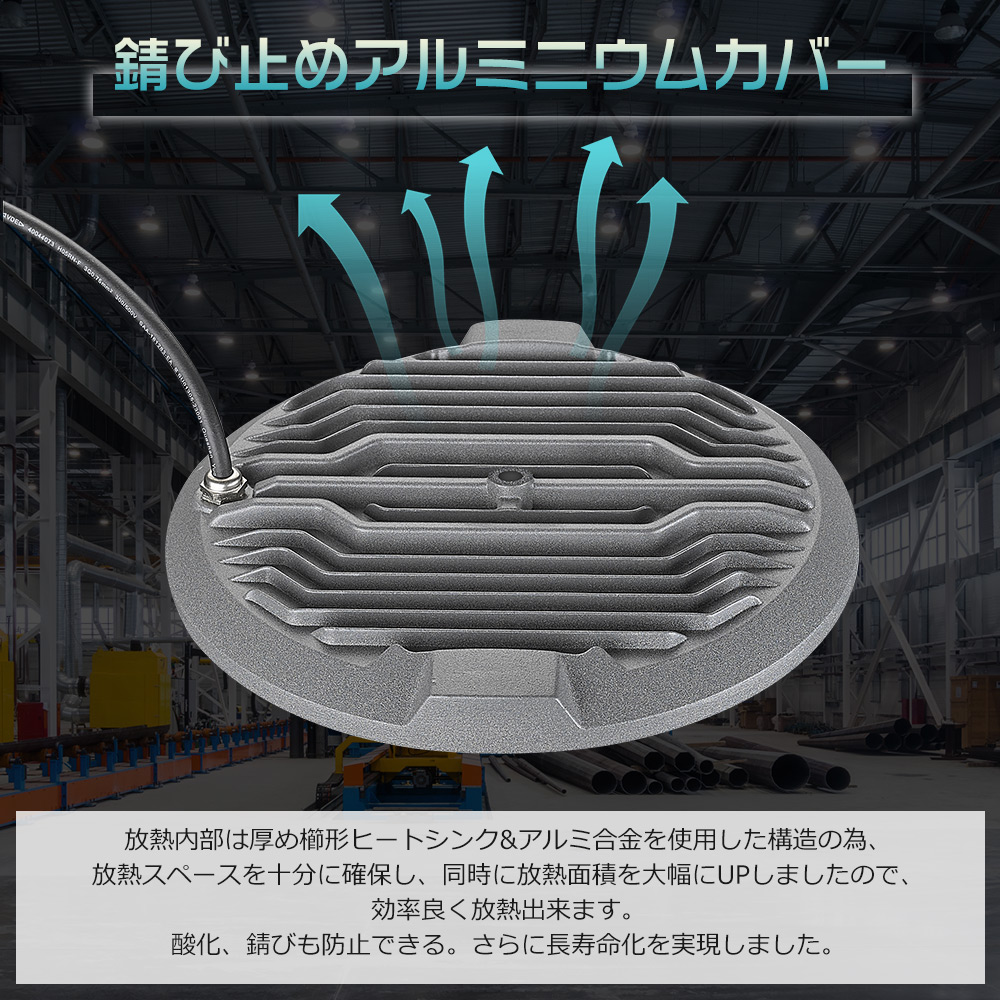5台セット 100w LEDハイベイライト 工事用 100w LED投光器 LED高天井照明器具 高天井灯 UfO型作業灯100W 20000lm 1000W水銀灯相当 電源コード1.5M IP6x 防塵式