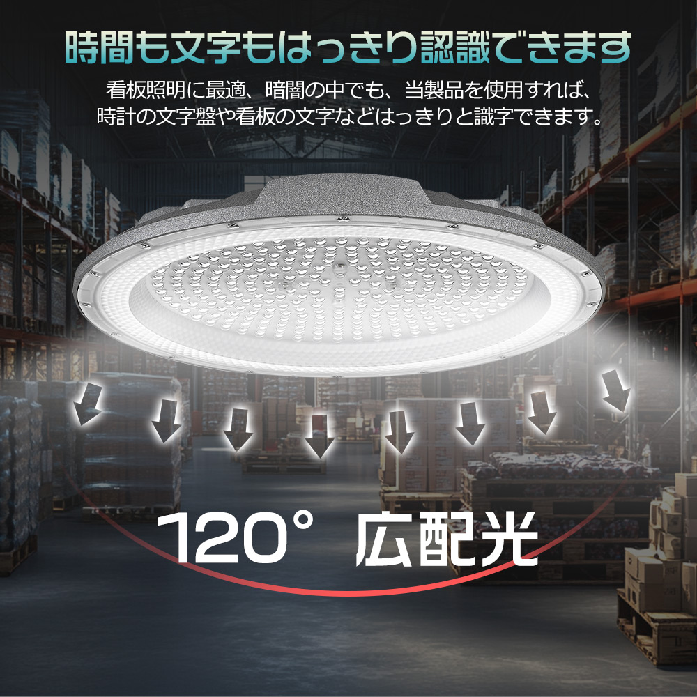 5台セット 100w LEDハイベイライト 工事用 100w LED投光器 LED高天井照明器具 高天井灯 UfO型作業灯100W 20000lm 1000W水銀灯相当 電源コード1.5Ｍ IP6x 防塵式