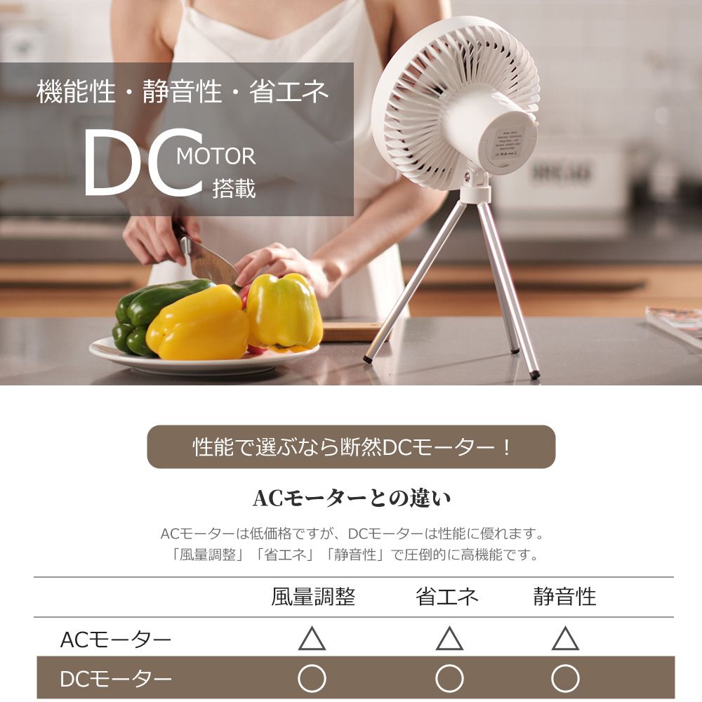 キャンプ 扇風機 アウトドア DCモーター サーキュレーター コードレス