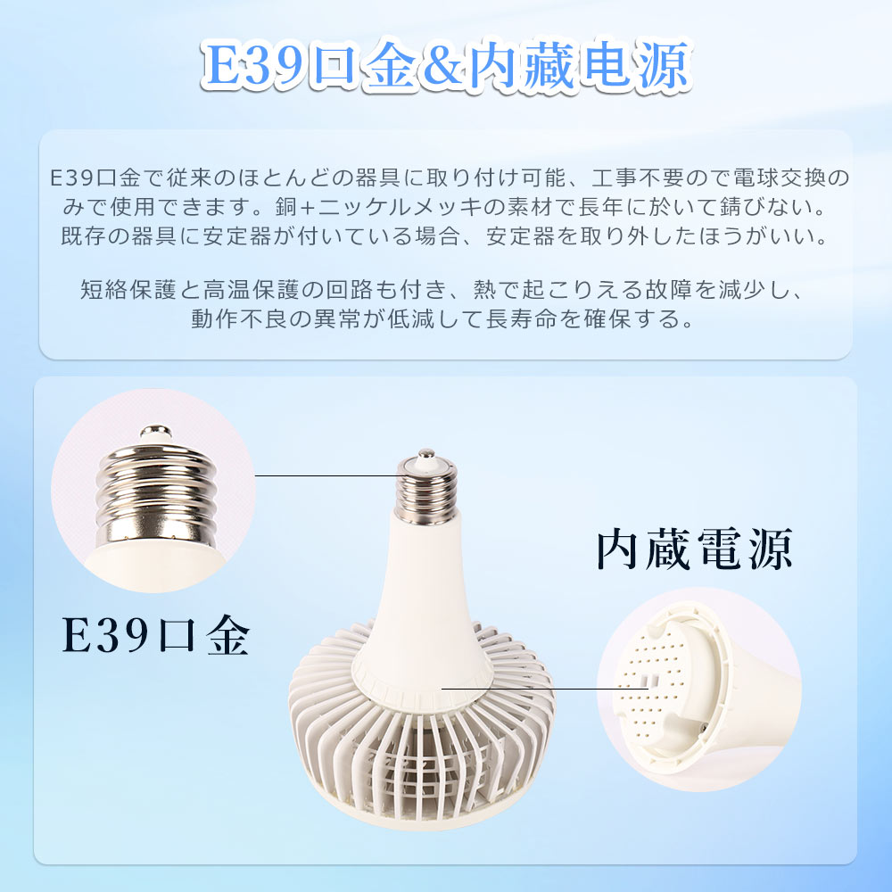 100w E39口金 LED投光器 ボール形 LED産業用ライト 1000W代替LED電球