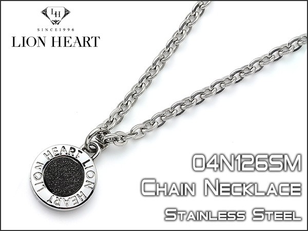 LION HEART ライオンハート チェーンネックレス メダルトップ シルバー×ブラック 04N126SM