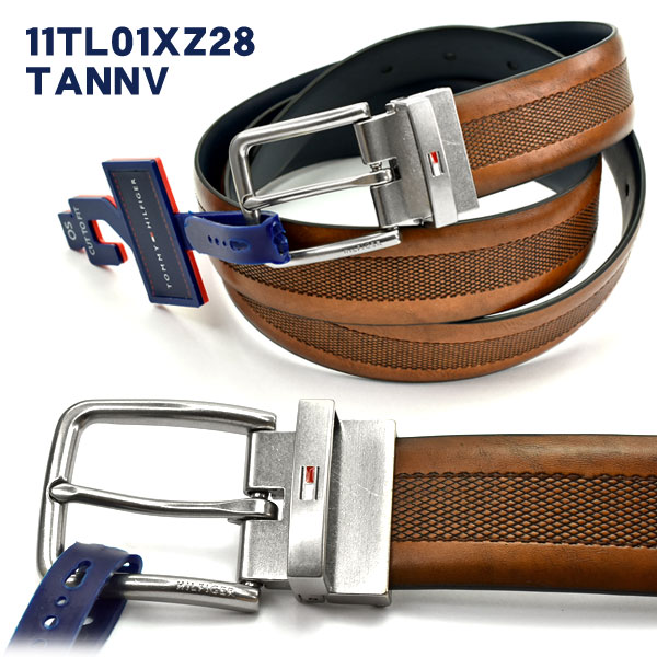 トミー・ヒルフィガー   メンズベルト リバーシブルベルト タン ブルー 11TL01XZ28 TAN/BLUE TOMMY HILFIGER トミー ヒルフィガー 紳士用 リバーシブル レザー