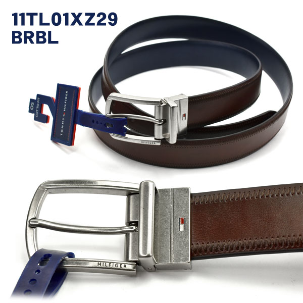 トミー・ヒルフィガー   メンズベルト リバーシブルベルト ブラウン ブルー 11TL01XZ29 BROWN/BLUE TOMMY HILFIGER トミー ヒルフィガー 紳士用 リバーシブル レザー