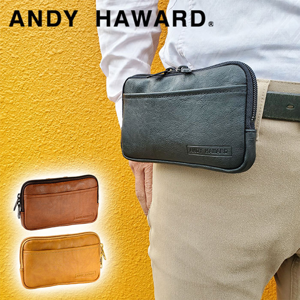 Yahoo! Yahoo!ショッピング(ヤフー ショッピング)アンディーハワード  バッグ ANDY HAWARD 日本製 豊岡製 ベルトポーチ スマホポーチ ブラック ブラウン キャメル メンズ KBN25865 25865