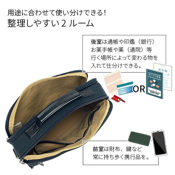 ブロンプトン  ショルダーバッグ・メッセンジャーバッグ メンズ ブラック/ネイビー 日本製(豊岡製) YKKファスナー 撥水 2WAY 33789-1 33789-3 |  | 04