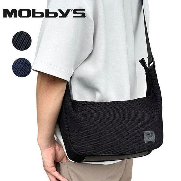 モビーズ  ショルダーバッグ・メッセンジャーバッグ メンズ ブラック/ネイビー 日本製(豊岡製) メッシュ 舟形 軽量 33792-1 33792-3 | 