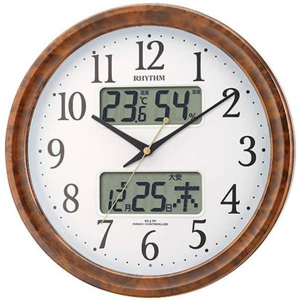 リズム時計（CITIZEN） 掛時計 ピュアカレンダーM617SR 茶色木目仕上（白） 4FY617SR23｜1more