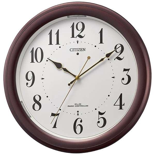 リズム時計（CITIZEN） 掛時計  茶色メタリック色（白） 4MYA36-006｜1more