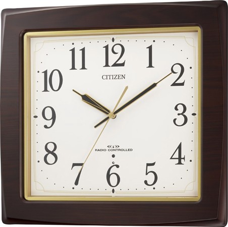リズム時計（CITIZEN） 掛時計  茶色半艶仕上（白） 8MY455-006｜1more