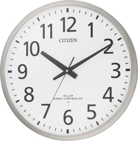 リズム時計（CITIZEN） 掛時計  銀色へアライン仕上（白） 8MY463-019｜1more