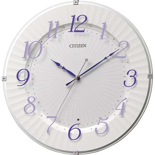 リズム時計（CITIZEN） 掛時計  白　紫 8MY537-012｜1more