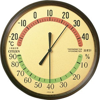 リズム時計（CITIZEN） 温湿度計  茶 9CZ013-006｜1more