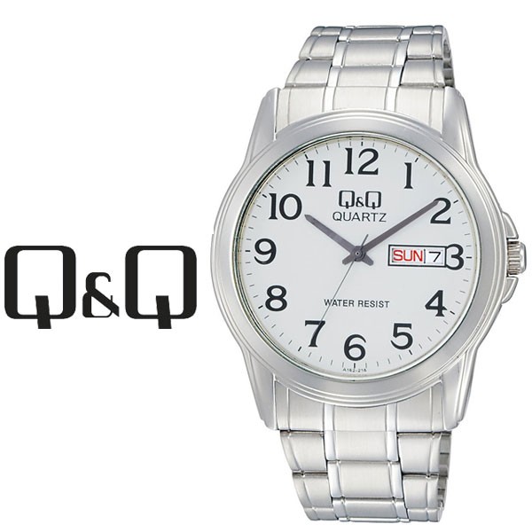【レビューを書いて1年保証】シチズン CITIZEN Q&Q キューキュー デイ&デイト メンズ 腕時計 ホワイト × シルバー A142-214｜1more
