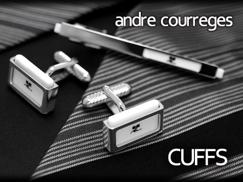 andre courreges アンドレ・クレージュ カフス 長方形 アクリル シルバー×ホワイト ACC10005【セットではありません】