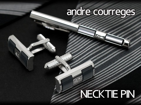 andre courreges アンドレ・クレージュ ネクタイピン アクリル シルバー×グレー ACT5001【セットではありません】