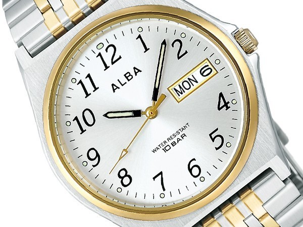 SEIKO ALBA セイコー アルバ スタンダード ねじロック式 メンズ 腕時計 シルバー ゴールド AIGT002 正規品｜1more