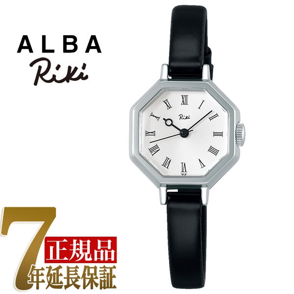 未使用】SEIKO ALBA Riki 八角クロック 腕時計 黒革ベルト