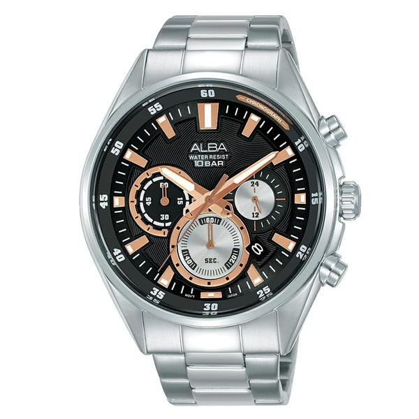 SEIKO 逆輸入セイコー メンズ  腕時計 ブラック アルバ クロノグラフ AT3G05X1